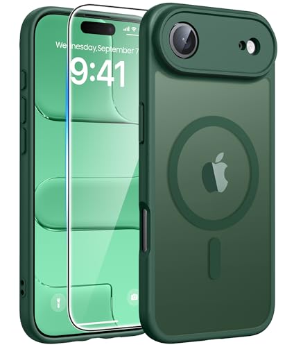Image of FNTCASE for iPhone Air Case: [Compatible with Magsafe] Translucent Matte Cases with [Full Camera Protection] [Screen Protector] Military Grade Shockproof Protective Phone Cover - Green