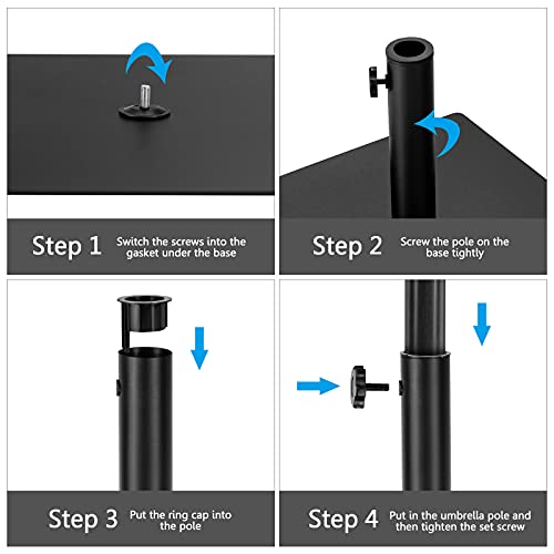 Giantex Patio Umbrella With Base Stand, 10Ft Solar Led Lights Outdoor Umbrella And 36 Lbs Steel Umbrella Base Stand W/ Wheels, 8 Ribs Steel Market Umbrella, 24 Lights Easy Push Button Tilt And Crank, Solar Table Umbrellas For Garden, Deck, Backyard, Pool (Tan) #TOP3