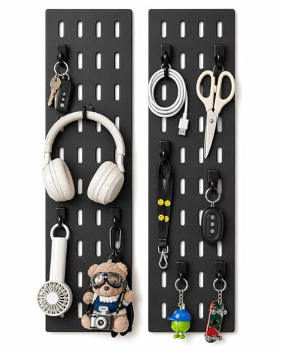 Pegboard Wall Organizer - Modular System for Gaming Setup, Office & Kitchen Storage Solutions Create A Perfectly Structured Space(Black,16″×12″)