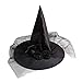 Produktbild 5lightrich Halloween Adult Hexenhut Frauen Halloween Cosplay Party Prop Mesh Hut Hexe Mit Künstlicher Blume Rose schwarz