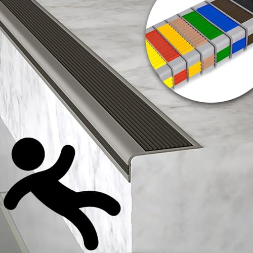 L Profilé Antidérapant Marche Bordure Bandes,Auto Adhésif Protection De Bord De Marche D'escalier,intérieur Nez De Marche Profilé D'escalier, Nez De Marche Profil D’Angle PVC,Ignifuge et imperméable.