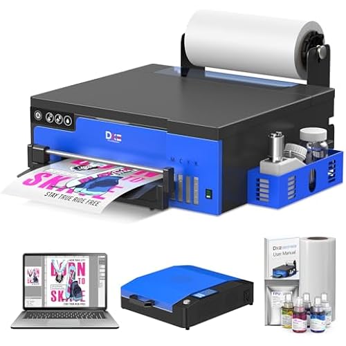 DXZ 2026 Upgraded A4 DTF Printer with XP600 Printhead, 2-Year Ink Supply Included, White Ink Stirring System, Film Cutter, High-Speed Direct to Film Printer for T-Shirt & Small Business