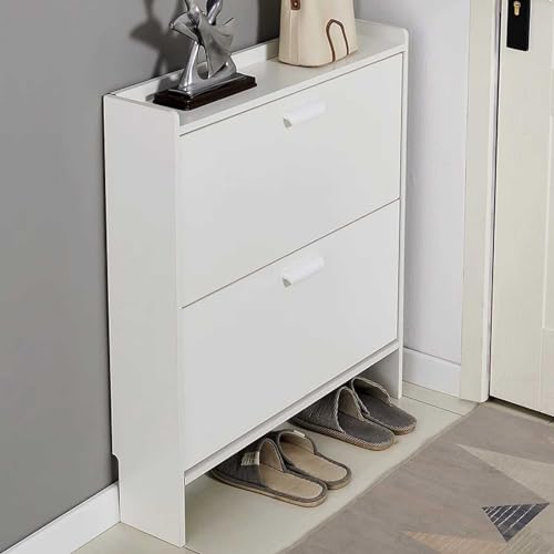 Meuble à chaussures blanc gain de place idéal pour entrée et studio