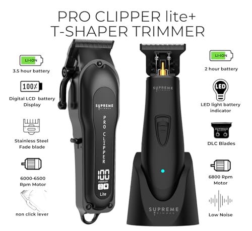 Image of Supreme Trimmer Hair Clipper & Mens Trimmer 2 in 1 | Cordless Beard Trimmer for Barbers or Home use Mens Clippers | STC5030 ST5220 Black
