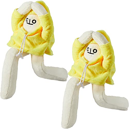 2 Pieces Banana Doll Plush Stuffed Man Toy with Magnet Pose Funny Man Doll Decompression Toy Plush Pillow Toy Stuffed Doll Toy Present for Teens, Yellow, 7.1 Inch/ 18 cm