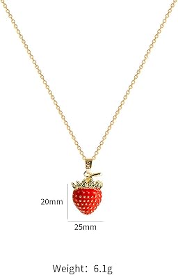 Red Strawberry Pendant Choker Necklace for Women Sweet Jewelry