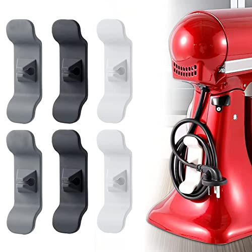 MIRFURT 6pcs Kitchen Appliance Cord Winder,Kitchen Cable Organizer Self Adhesive Universal Cord Holder Wire Wrap Attachment Stationary Supplies Cable Clips for Kitchen Stand Mixers Coffee Maker