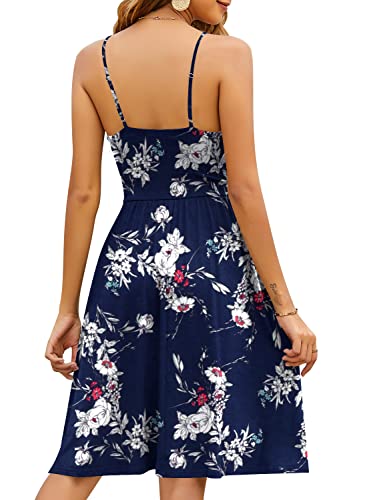Image of YATHON Casual Dresses for Women Sleeveless Cotton Summer Beach Dress A Line Spaghetti Strap Sundresses with Pockets