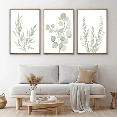 Plantes vertes pour décoration de chambre moderne avec impression eucalyptus 60x80cm