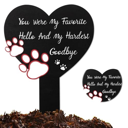 Memorial Remembrance Plaque Stake Acrylic Plaque, Weather Proof Grave Marker with Stake for Outdoor Garden,Heart Graveside Memorial Signs for Loving Pet Grave Cemetery Remembrance Decoration In Memory