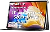 COLORROOM 2026 Android 16 Tablet 11inch, Face Unlock, 18W Fast Charging, 32GB+128GB+1TB Expand, Octa-core CPU, 8000mAh Large Battery, WiFi6, Touchscreen Display, Widevine L1 Tableta, Black