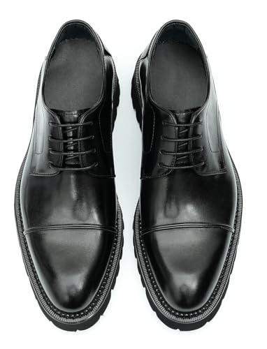 Santimon Men's Oxfords Formal Dress Genuine Leather Derby Fashion Business Causal Tuxedo Shoes Wedding Prom Shoes for Men4