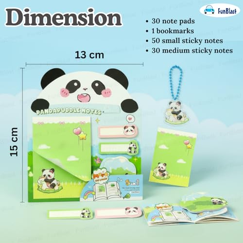 Image of FunBlast Panda Sticky Notes - Cute Panda Memo Pad, Kawaii Sticky Note for Kids & Girls, Self Adhesive Notes and Bookmark, Stationery Gift for School, Office & Personal Use (Random)