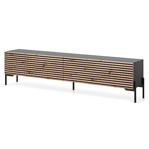 Selsey RTV Lammelo 175 cm, Madera de ingeniería, Negro, Roble, 175 x 32 x 44
