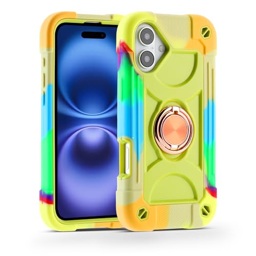 MARKILL Compatible with iPhone 16 Plus Case 6.7 Inch with 360 Degree Rotate Ring Stand, Military Grade Drop Protection Full Body Rugged Protective iPhone 16 Plus Case Kids