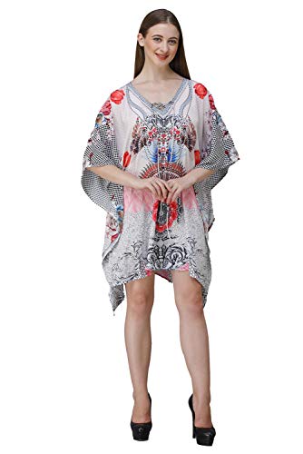 Image of RAVI RAJORIA Georgette Digital Printed Beach Wear Kaftan Blue Free Size R800 | Multi Color 2