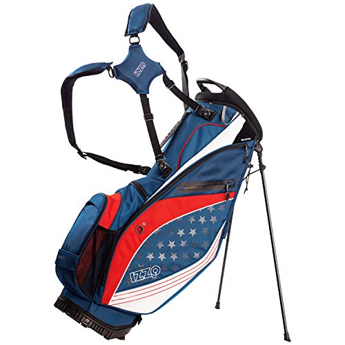 Izzo Golf Izzo Ultra-Lite Stand Golf Bag With Dual-Strap & Exclusive Features, Red/White/Blue - Thumbnail 5