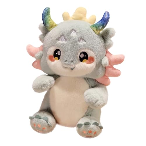 Juguete de peluche de dragón de Año Nuevo, adorno, decoración de juguete del año del dragón, juguete de en casa, relleno de algodón súper de 9,5 pulgadas Pulpito De Reversible Colores (F, One Size)
