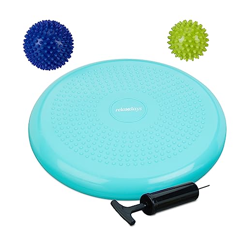 Relaxdays Balance Kissen, 2 Massagebälle, Ø 32 cm, bis 140 kg,...