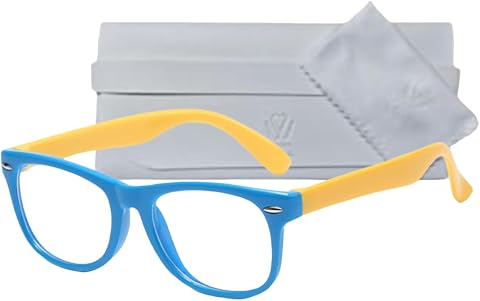 Showday Blue Light Blocking Glasses, Computer Reading/Gaming/TV/Phones Glasses for Kids,Anti Eyestrain & UV Glare With Showday Pouch And Eyeglass Cloth