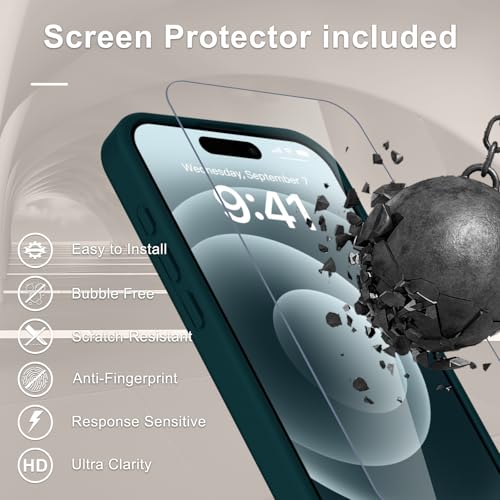 Image of YENAPOON for iPhone 15 Pro Case, Matte Magnetic Phone Cover [with 1 Screen Protector] [Support for MagSafe] [Shockproof Military Grade Protection] Translucent Frosted Back, Blue