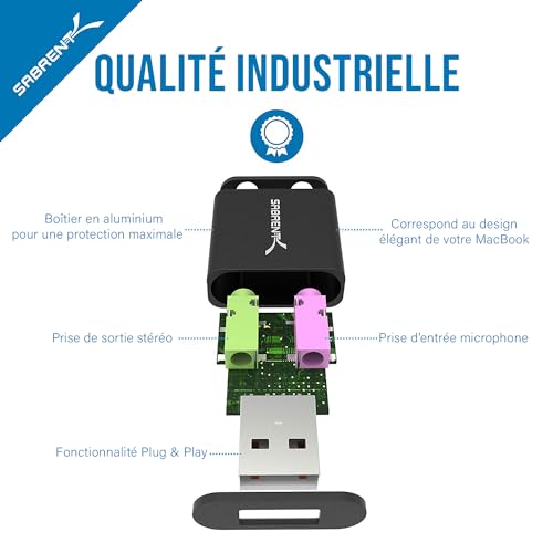 Carte Son Externe USB vers Jack 3.5mm compatible PC Mac PS4 PS5