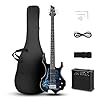 Ktaxon Electric Bass Guitar Full Size Flame Design Bass Set with 20 Watt Amplifier, Portable Bass Bag, Superior Amp Wire, Adjustable Guitar Strap, Plectrum, Wrench Tool(Lightning)