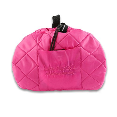 Lay-n-Go Cosmo Deluxe Drawstring Cosmetic & Makeup Bag Organizer, Toiletry Bag for Travel, Gifts, and Daily Use, 22 inch, Pink
