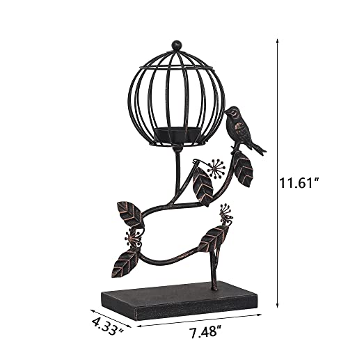 Edeco Birdcage Candle Holder,Lantern Candlestick Holders Gothic Vintage Home Wedding Decoration,Brown #TOP2