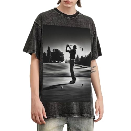 T-shirt golf homme en coton délavé vintage au style surdimensionné premium