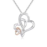 MEDWISE Three Generations Necklace for Grandma Gifts Jewelry S925 Sterling Silver Grandmother Mom Granddaughter Mothers Day Necklace Jewelry Birthday Gifts Rose Gold Tone Infinity Love Necklace