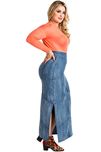 Standards & Practices Plus Size Modern Women's Tencel Denim Maxi Pencil Skirt4