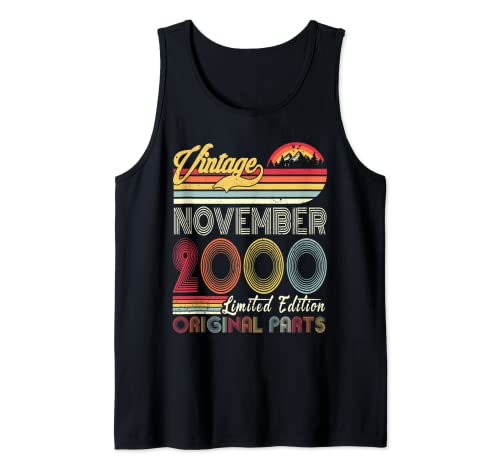 Vintage Born November 2000 22nd Birthday 22 Years Old Camiseta sin Mangas