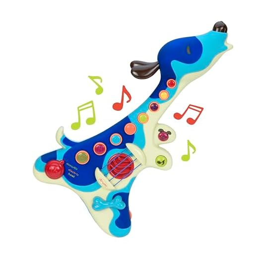 B. toys Woofer Guitarra infantil - guitarra eléctrica de juguete, instrumento con canciones, guitarra acústica y ladrido de perro - juguete para niños a partir de 2 años