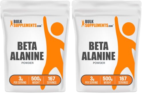 Image of BulkSupplements.com Beta Alanine Powder - Beta-Alanine Supplement, Pre-Workout Supplement - Unflavored & Gluten Free, 3g per Serving, 500g (1.1 lbs) (Pack of 2)