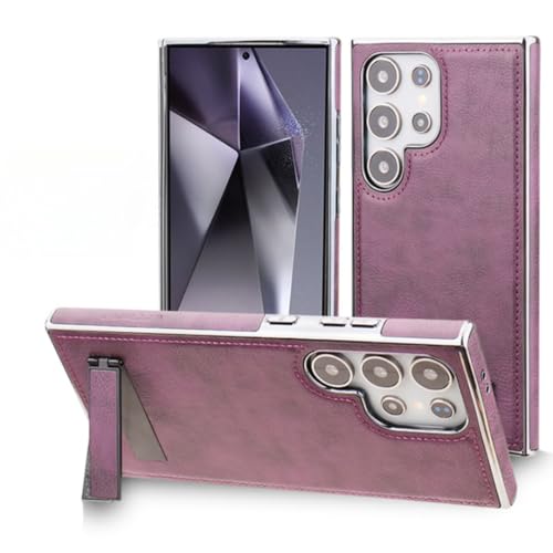 Coque Samsung S24 Plus antichoc étui cuir galvanisé violet support magnétique