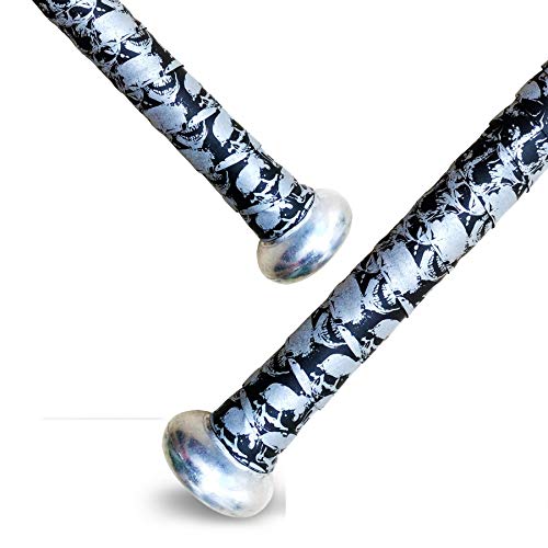 Image of Alien Pros Bat Grip Tape for Baseball (2 Grips) - 1.1 mm Precut and Pro Feel Bat Tape - Replacement for Old Baseball bat Grip - Wrap Your Bat for an Epic Home Run (2 Grips, Skull)