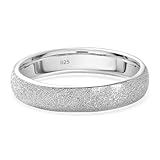 TJC Sterling Silver Sandblasted Band Ring for Women & Men, 925 Sterling Silver Ring, Minimalist Matte Silver Band, Stackable Ring, Promise Ring, Wedding Band Ring, Modern Silver Jewellery Gift Size N