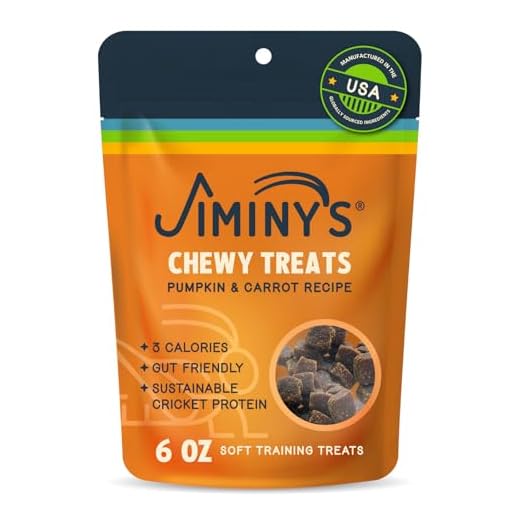 Jiminy's Chewy Cricket Training Treats for Dogs, Low Calorie, Hypoallergenic, Made in USA, 6oz, Pumpkin & Carrot (Pack of 1)