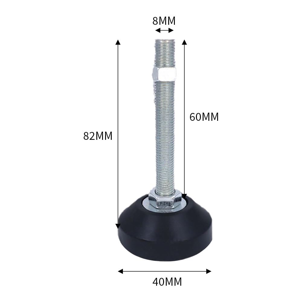 Rubber Base Levelers, 2 Pcs M8 Adjustable Furniture Legs, Threaded Metal Leveling Feet, Easily Adjustable Furniture Levelers - Image 2