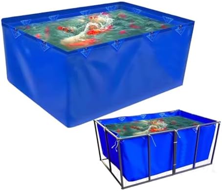 Large Flexible Foldable PVC Fish Pond Liners with Grommets - Durable Temporary Holding Tank for Outdoor Koi Ponds, Saltwater Aquariums, Pools & Garden Water Features