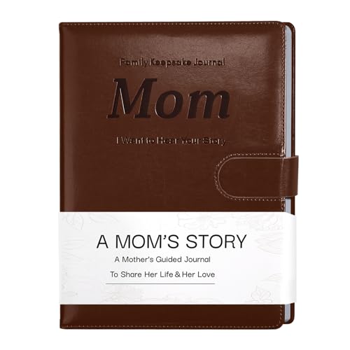 Artmag Mom's Life Story Journal with 250+ Prompt Questions, Family Keepsake Book Leather Cover for Mom to Share Her Memories for Birthday Mother's Day Christmas (Brown)