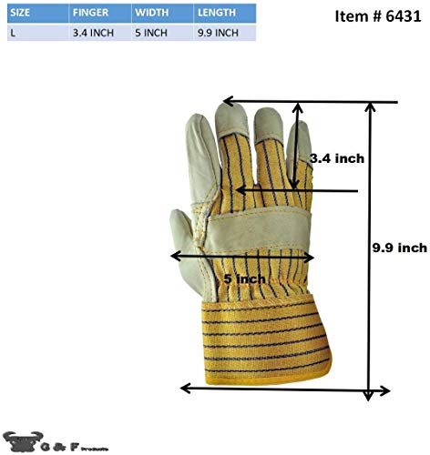 3 Pairs Premium Leather Work Gloves - Mens Work Gloves With Double Palm Cotton Back Rubberized Safety Cuff - Mens Gardening Gloves - Yard Work Gloves For Hard Outdoor Work - Mechanic Gloves For Men #TOP2