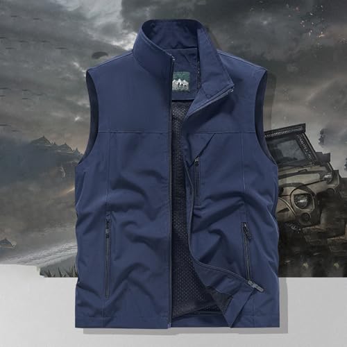Mens Vests Sleeveless Zip Up Jacket Lightweight Casual Golf Windbreakers Hiking Running Work Tactical Vests Outerwear