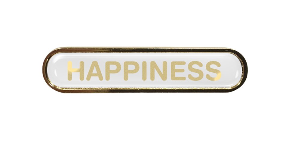 Capricornone Happiness Gel Domed School Bar Badge - White