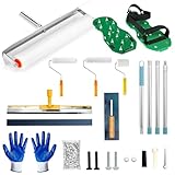Self Leveling Concrete Tools, Rocfinity Spiked Roller for Self Leveling with Adjustable 6.6ft Pole, Floor Paint Coating Epoxy Spike Shoes, Garage Floor Epoxy Kit with Cement Leveling Rake
