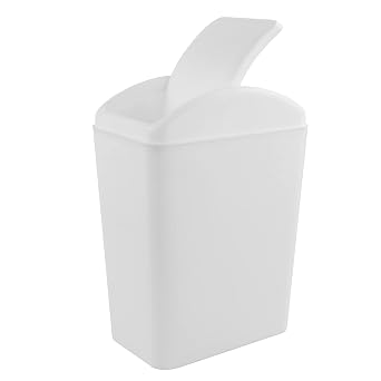 4.2 Gallon Swing Lid Trash Can, Plastic Waste Bin with Lid, White