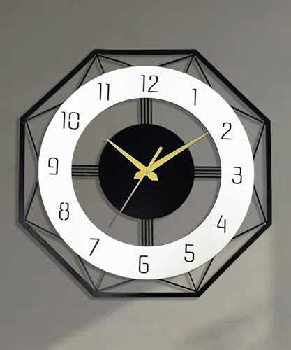 Image of Auromin Silent Metal Wall Clock for Living Room Stylish | Luxury Premium Fancy Antique Unique Metal Wall Watch for Hall Big Size, Kitchen, Office | Drawing Room Decoration Items