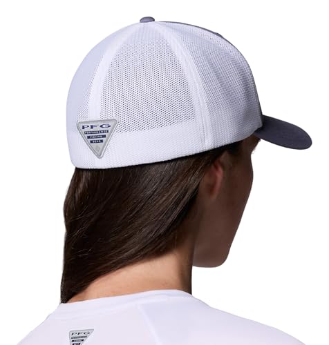 Image of Columbia Unisex PFG Fish Flag Mesh Ball Cap, New Moon /Fish Flag, L /XL