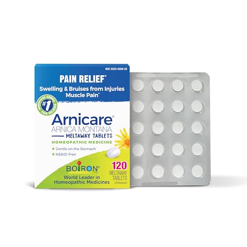 Boiron Arnicare Tablets for Pain Relief from Muscle Pain, Joint Soreness, Swelling from Injury or Bruises - 120 Count